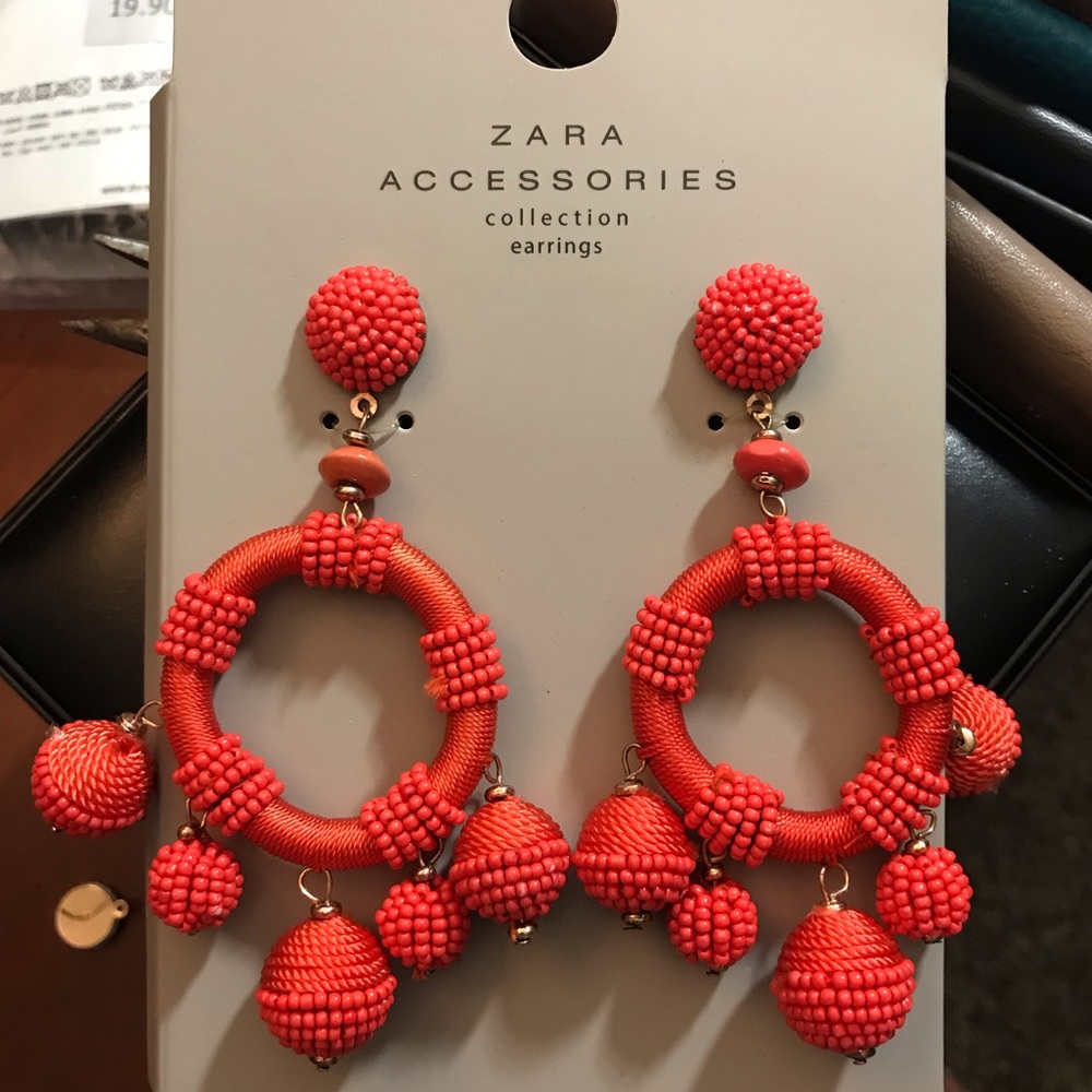Zara | red statement earrings